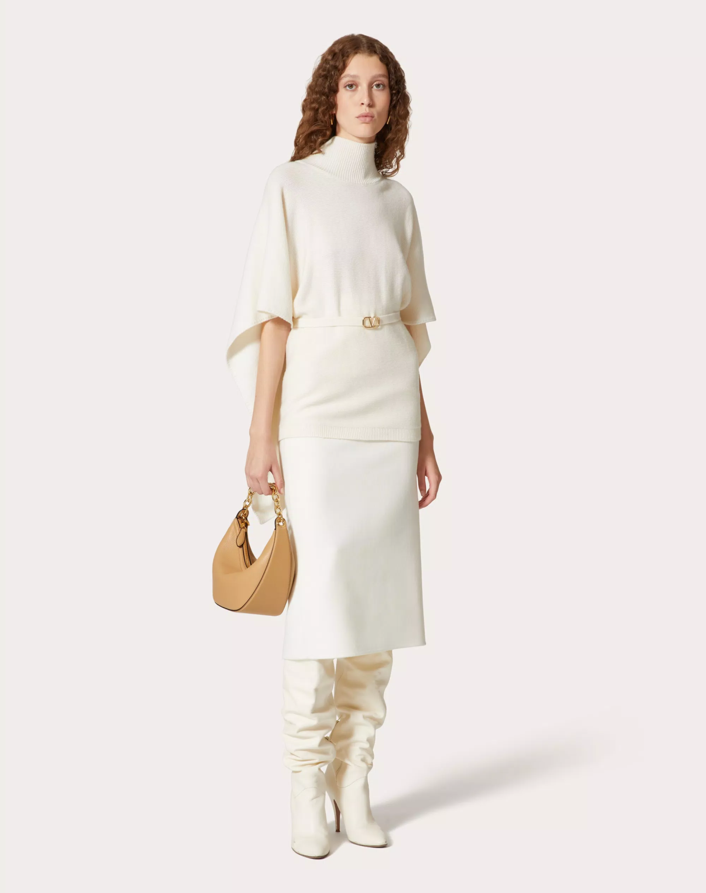 SMALL VLOGO MOON HOBO BAG IN LEATHER WITH CHAIN